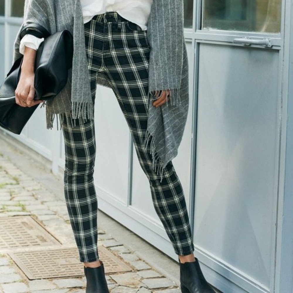Madewell high rise skinny jeans in Bristow plaid